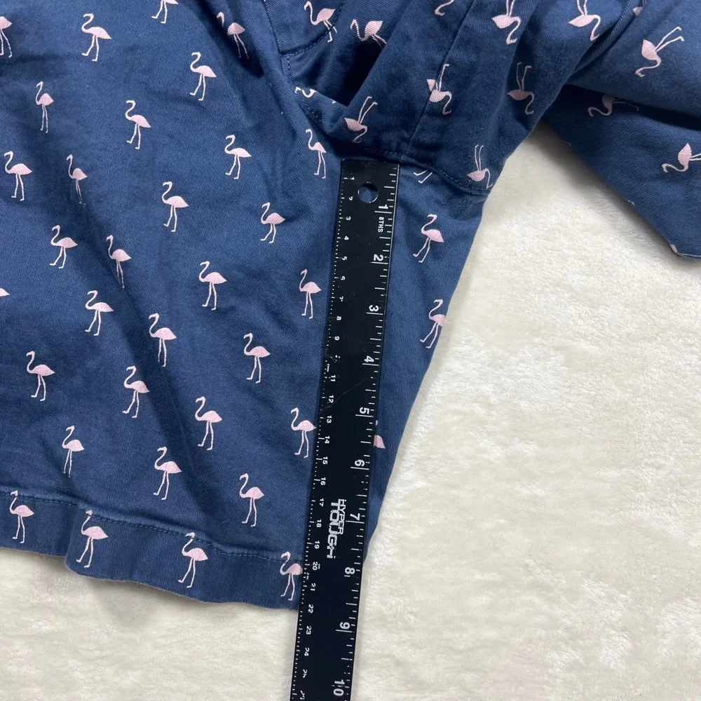 J Crew Mens 36 Navy Blue Pink Flamingo Embroidered Chino Shorts 9 Inseam Cotton